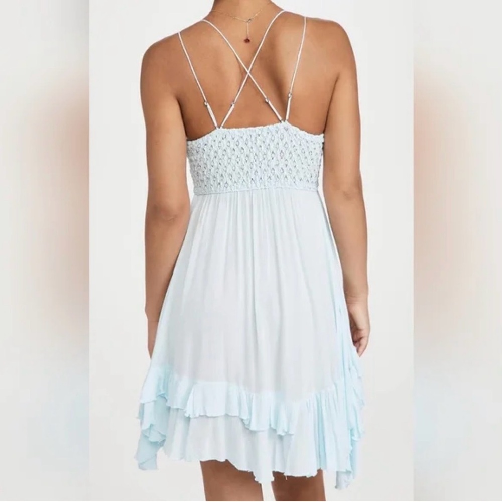 Free People Lace Trim Light blue Mini Dress - Picture 12 of 12